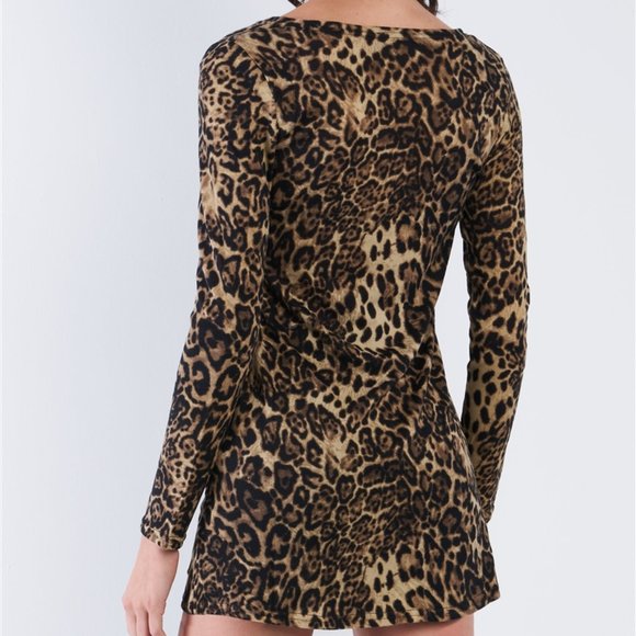 FIERCE DOLLZ Leopard Print Long Sleeve Button Down - Picture 4 of 4